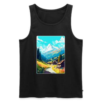 Mayrhofen Österreich Vintage Reiseposter Souvenir - Männer Premium Bio Tank Top - Schwarz - Vorne - Michal (187cm)