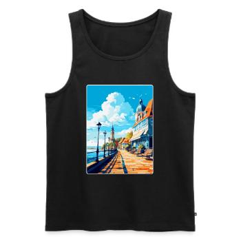 Zoppot Polen Vintage Reiseplakat WPA Souvenir - Männer Premium Bio Tank Top - Schwarz - Vorne - AI Model Male 178 light (178cm)