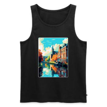 Zwolle Niederlande Vintage Reiseplakat Souvenir - Männer Premium Bio Tank Top - Schwarz - Vorne - AI Model Male 178 light (178cm)