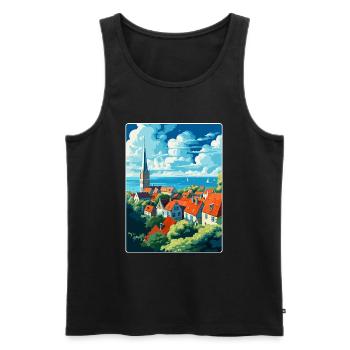 Visby Schweden Vintage Reiseposter WPA Souvenir - Männer Premium Bio Tank Top - Schwarz - Vorne - AI Model Male 178 light (178cm)