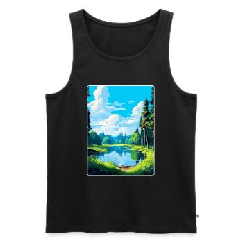Bialowieza Pologne Affiche de voyage vintage souvenir - Débardeur bio Premium Homme - noir - Devant - Michal (187cm)