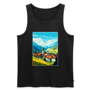 Gruyeres Switzerland Vintage Travel Poster WPA Art - Men's Premium Organic Tank Top - black - Front - Michal (187cm)