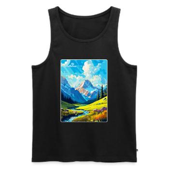 Montagnes Pologne Vintage Voyage Poster WPA - Débardeur bio Premium Homme - noir - Devant - Michal (187cm)