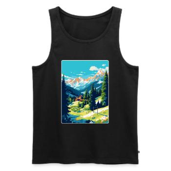 Gstaad Suisse Affiche de voyage vintage souvenir - Débardeur bio Premium Homme - noir - Devant - Michal (187cm)