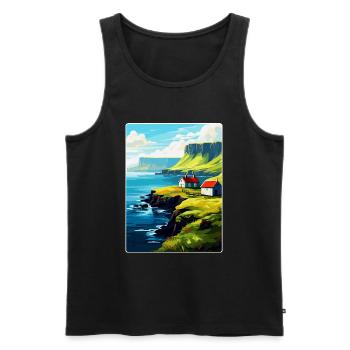 Affiche de voyage vintage des îles Féroé Danemark WPA Art - Débardeur bio Premium Homme - noir - Devant - Michal (187cm)