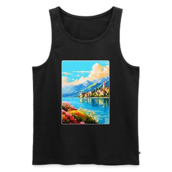 Lake Como Italy Vintage Travel Poster Souvenir WPA - Men's Premium Organic Tank Top - black - Front - AI Model Male 178 light (178cm)