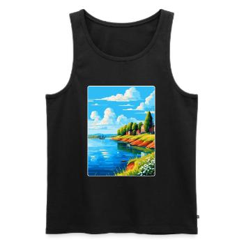 Vaasa Finlande Affiche de voyage vintage WPA Souvenir - Débardeur bio Premium Homme - noir - Devant - AI Model Male 178 light (178cm)