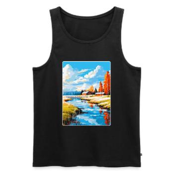 Oulu Finlande Affiche de voyage vintage WPA Souvenir - Débardeur bio Premium Homme - noir - Devant - Michal (187cm)