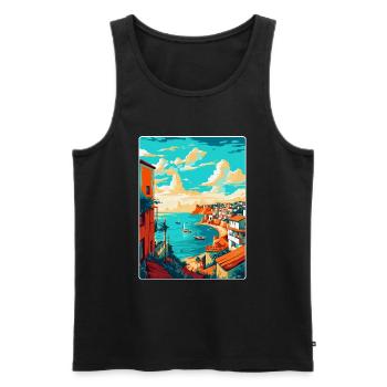 Lagos Portugal Affiche de voyage vintage souvenir WPA - Débardeur bio Premium Homme - noir - Devant - Michal (187cm)