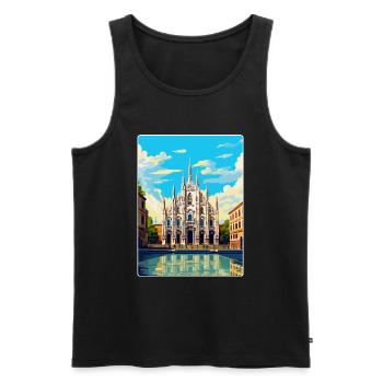 Milan Italy Vintage Travel Poster WPA Art Souvenir - Men's Premium Organic Tank Top - black - Front - Michal (187cm)