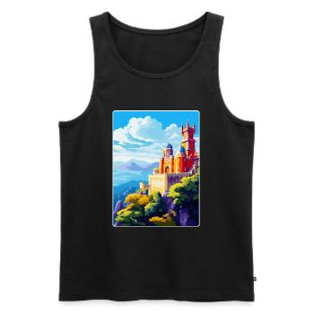 Sintra Portugal Affiche de voyage vintage Souvenir WPA - Débardeur bio Premium Homme - noir - Devant - Michal (187cm)