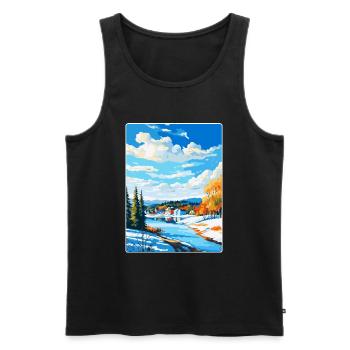 Lahti Finland Vintage Travel Poster WPA Souvenir - Men's Premium Organic Tank Top - black - Front - AI Model Male 178 light (178cm)