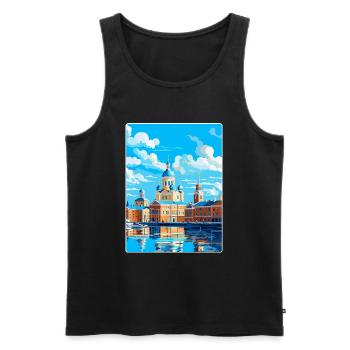 Helsinki Finlande Affiche de voyage vintage souvenir - Débardeur bio Premium Homme - noir - Devant - Michal (187cm)