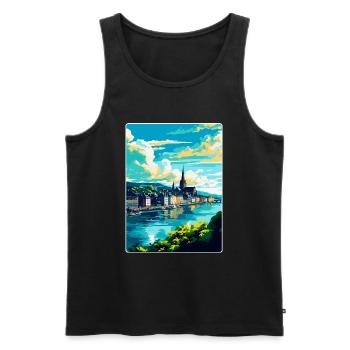 Koblenz Germany Vintage Travel Poster Souvenir WPA - Men's Premium Organic Tank Top - black - Front - AI Model Male 178 light (178cm)