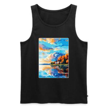 Kuopio Finlande Affiche de voyage vintage Souvenir WPA - Débardeur bio Premium Homme - noir - Devant - Michal (187cm)