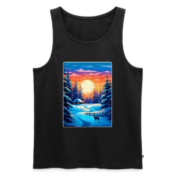 Lappland Finnland Vintage Reiseplakat Souvenir WPA - Männer Premium Bio Tank Top - Schwarz - Vorne - Michal (187cm)