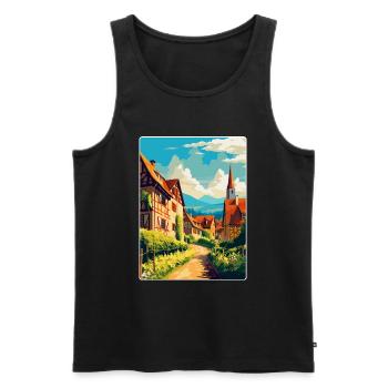 Alsace France Vintage Travel Poster WPA Souvenir - Men's Premium Organic Tank Top - black - Front - Michal (187cm)