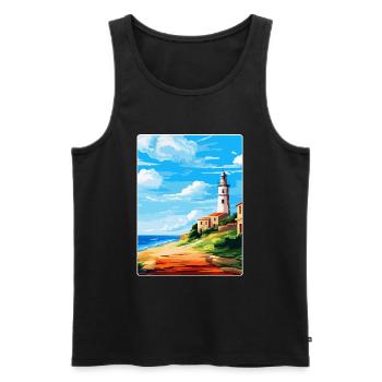 Faro Portugal Affiche de voyage vintage WPA Souvenir - Débardeur bio Premium Homme - noir - Devant - Michal (187cm)