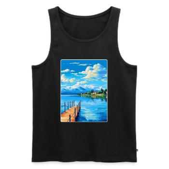 Lac de Varèse Italie Affiche de voyage vintage souvenir - Débardeur bio Premium Homme - noir - Devant - Michal (187cm)