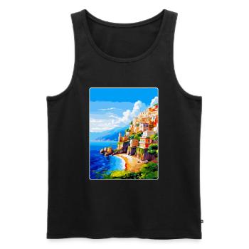 Amalfi Italie Affiche de voyage vintage WPA Souvenir - Débardeur bio Premium Homme - noir - Devant - Michal (187cm)