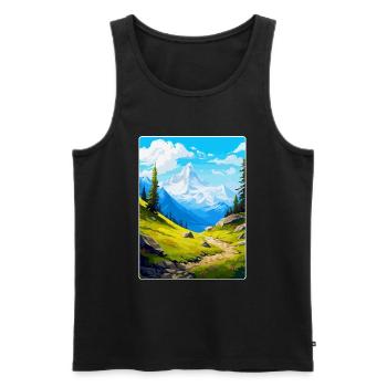 Gran Paradiso Italy Vintage Travel Poster Souvenir - Men's Premium Organic Tank Top - black - Front - AI Model Male 178 light (178cm)