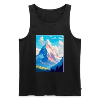 Eiger Suisse Affiche de voyage vintage souvenir - Débardeur bio Premium Homme - noir - Devant - Michal (187cm)