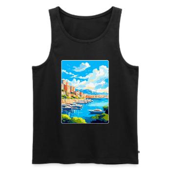 Monaco Côte d'Azur Frankreich Vintage Reiseplakat - Männer Premium Bio Tank Top - Schwarz - Vorne - AI Model Male 178 light (178cm)