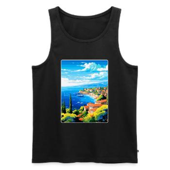 Côte d Azur Frankreich Vintage Reiseplakat Souvenir - Männer Premium Bio Tank Top - Schwarz - Vorne - AI Model Male 178 light (178cm)