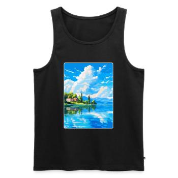 Lac de Varèse Italie Affiche de voyage vintage souvenir - Débardeur bio Premium Homme - noir - Devant - Michal (187cm)