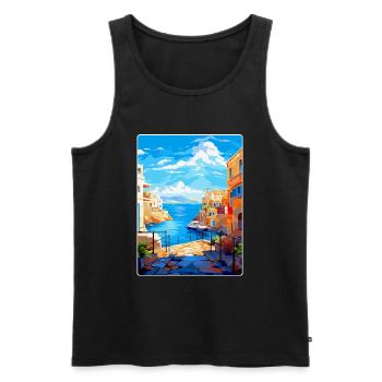 Héraklion Grèce Affiche de voyage vintage souvenir - Débardeur bio Premium Homme - noir - Devant - AI Model Male 178 light (178cm)