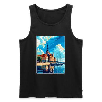Rostock Allemagne Affiche de voyage vintage Souvenir WPA - Débardeur bio Premium Homme - noir - Devant - AI Model Male 178 light (178cm)