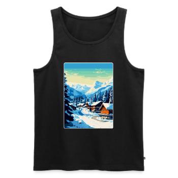 Gstaad Suisse Affiche de voyage vintage souvenir - Débardeur bio Premium Homme - noir - Devant - Michal (187cm)