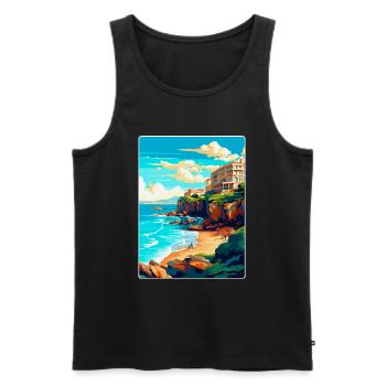 Biarritz Frankreich Vintage Reiseplakat Souvenir WPA - Männer Premium Bio Tank Top - Schwarz - Vorne - AI Model Male 178 light (178cm)