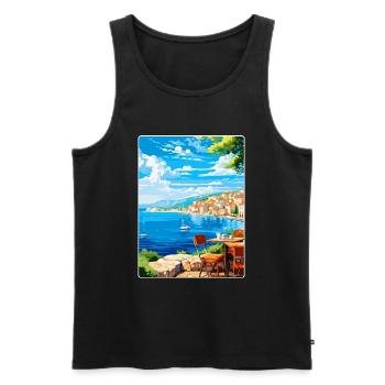 Croatie Vintage Voyage Poster Souvenir Souvenir - Débardeur bio Premium Homme - noir - Devant - Michal (187cm)