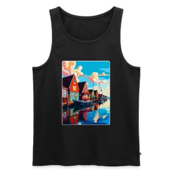 Volendam Netherlands Vintage Travel Poster WPA Art - Men's Premium Organic Tank Top - black - Front - Michal (187cm)