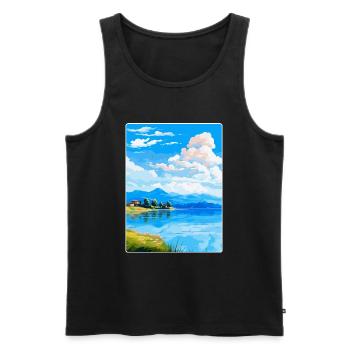 Lac de Varèse Italie Affiche de voyage vintage souvenir - Débardeur bio Premium Homme - noir - Devant - Michal (187cm)