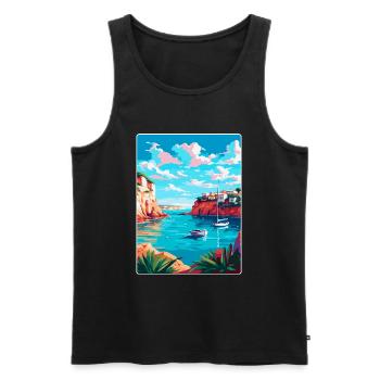 Menorca Spain Vintage Travel Poster WPA Souvenir - Men's Premium Organic Tank Top - black - Front - AI Model Male 178 light (178cm)