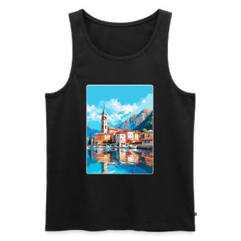 Kotor Montenegro Vintage Poster Souvenir de Voyage - Débardeur bio Premium Homme - noir - Devant - Michal (187cm)