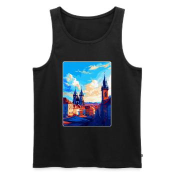Prague République tchèque Affiche de voyage vintage WPA - Débardeur bio Premium Homme - noir - Devant - Michal (187cm)