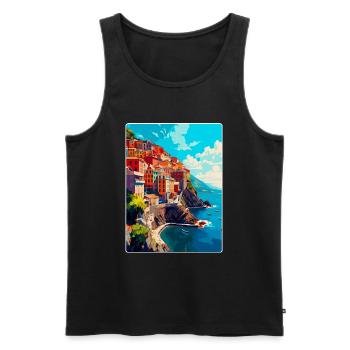 Cinque Terre Italien Vintage Reise Poster Souvenir - Männer Premium Bio Tank Top - Schwarz - Vorne - Michal (187cm)
