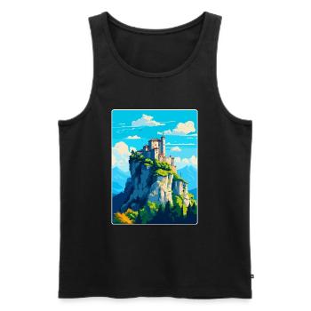 San Marino Vintage Voyage Poster Souvenir - Débardeur bio Premium Homme - noir - Devant - Michal (187cm)