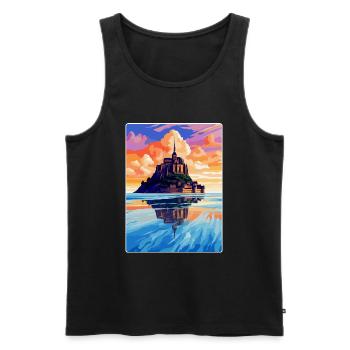 Mont Saint Michel France Vintage Travel Poster WPA - Men's Premium Organic Tank Top - black - Front - AI Model Male 178 light (178cm)