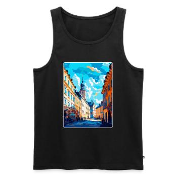 Lublin Pologne Affiche de voyage vintage WPA Souvenir - Débardeur bio Premium Homme - noir - Devant - Michal (187cm)