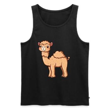 L’alpaga mignon vous sourit - Débardeur bio Premium Homme - noir - Devant - Michal (187cm)