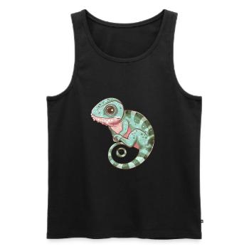 Colorful Chameleon Spiral View - Men's Premium Organic Tank Top - black - Front - Michal (187cm)
