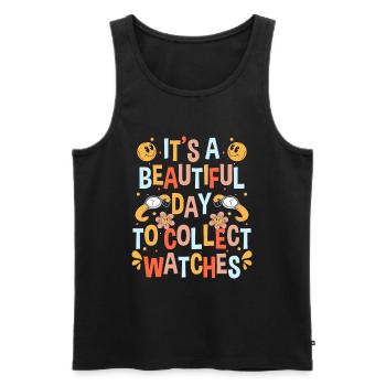 Uhr Sammler Uhrensammlung - Männer Premium Bio Tank Top - Schwarz - Vorne - AI Model Male 178 light (178cm)