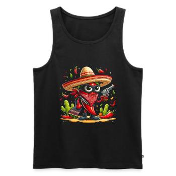 Chili Bandido - Männer Premium Bio Tank Top - Schwarz - Vorne - Michal (187cm)