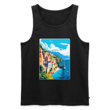 Amalfi Italie Affiche de voyage vintage WPA Souvenir - Débardeur bio Premium Homme - noir - Devant - Michal (187cm)