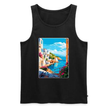 Rhodes Grèce Vintage Voyage Poster WPA Souvenir - Débardeur bio Premium Homme - noir - Devant - Michal (187cm)