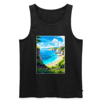Zakynthos Grèce Affiche de voyage vintage souvenir - Débardeur bio Premium Homme - noir - Devant - Michal (187cm)